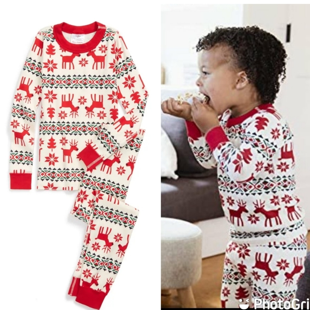 Hanna Andersson Holiday Reindeer Organic Cotton 2pc PJs infant pajamas